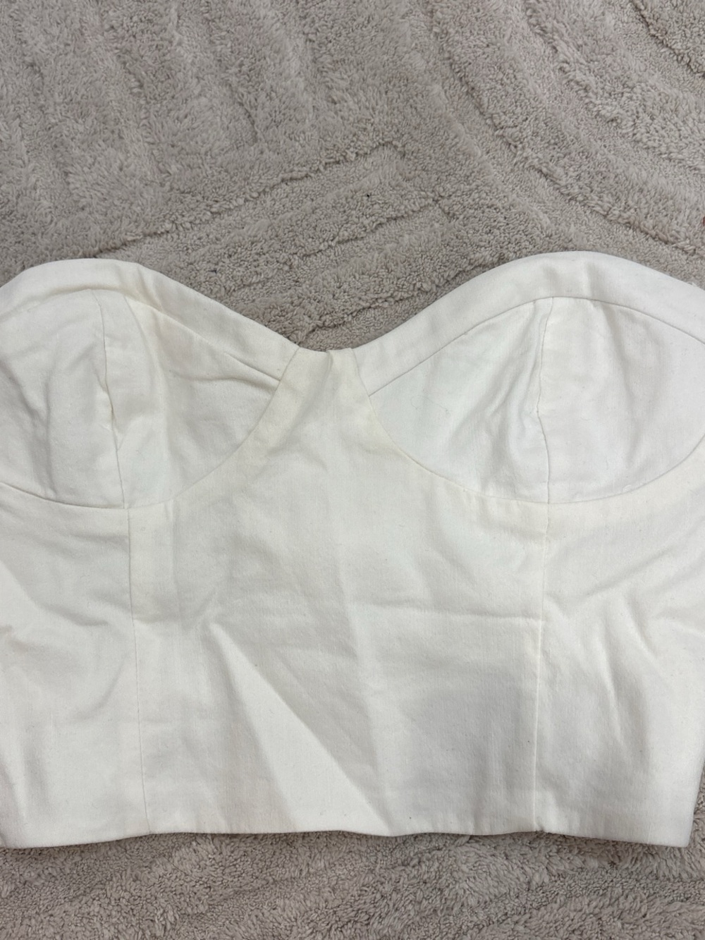 Zara Cream Strapless Bustier Crop Top